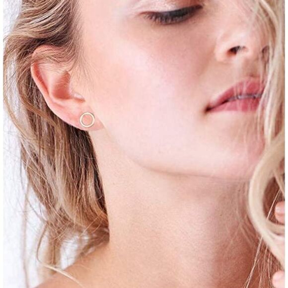 Gold or Silver Minimalist Circle post earrings - Picture 6 of 6